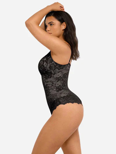 Feelingirl Lace V Neck Full Bodysuit