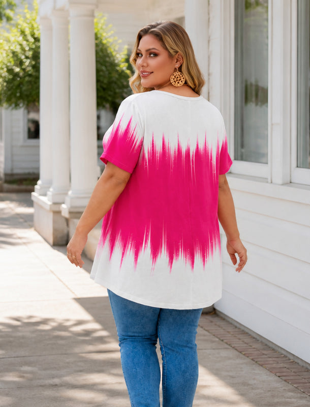 Women's Plus Size Short Sleeve Swing Tunic Top | Flowy Blouse B52