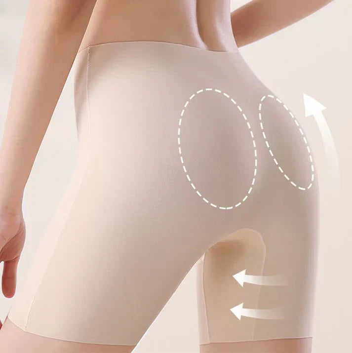 Women High-waist Ice Silk Underwear with Tummy-control Hip-lifting
