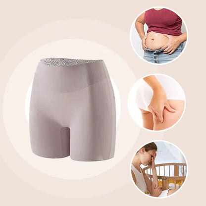 Women High-waist Ice Silk Underwear with Tummy-control Hip-lifting