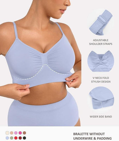 Women's Wireless Bra Comfort Bralettes No Underwire Unlined Cami Bra Seamless Tshirt Bras Sports Bra Bralette Basic Comfortable Fit Womenswear Everyday Up to 44DD