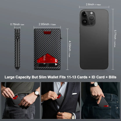 Men's Minimalist Bifold Wallet - 1 ID Window, Pop-Up Card Holder, Money Clip