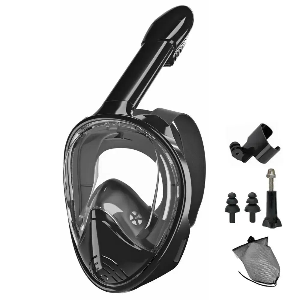 Full Face Diving Mask Set, Anti-Fog and Anti-Leak Snorkel Mask with Breathing Tube and Camera Mount, Outdoor Water Sports Diving Gear for Snorkeling and Swimming Adventures