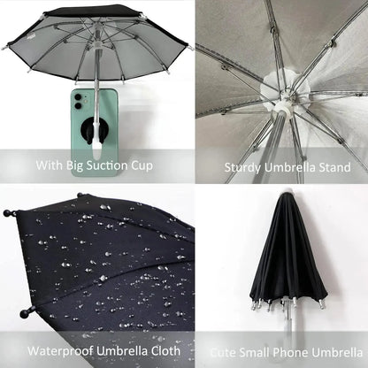 Outdoor Vacation Beach Umbrella Cellphone Holder, Anti-Peeping Protective Phone Holder with Suction Cup, Mobile Phone Sun Protection Water Proof Umbrella