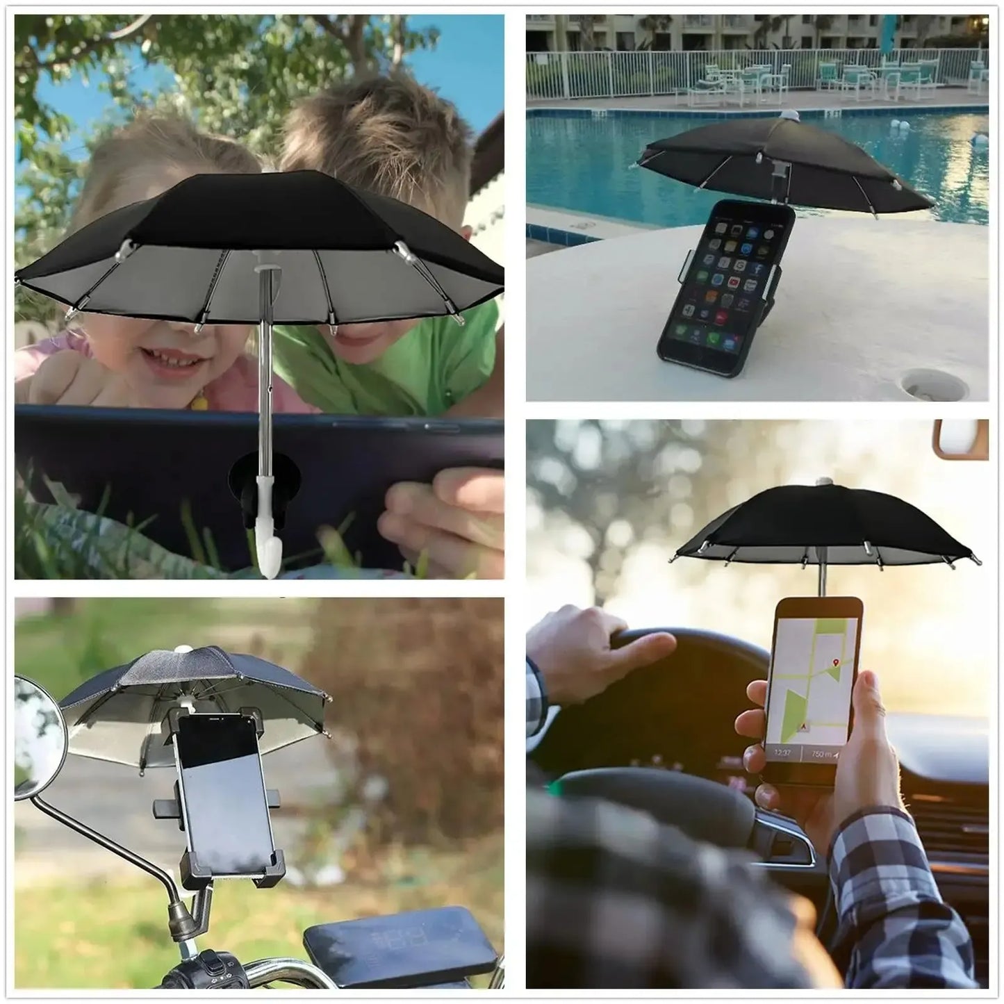 Outdoor Vacation Beach Umbrella Cellphone Holder, Anti-Peeping Protective Phone Holder with Suction Cup, Mobile Phone Sun Protection Water Proof Umbrella