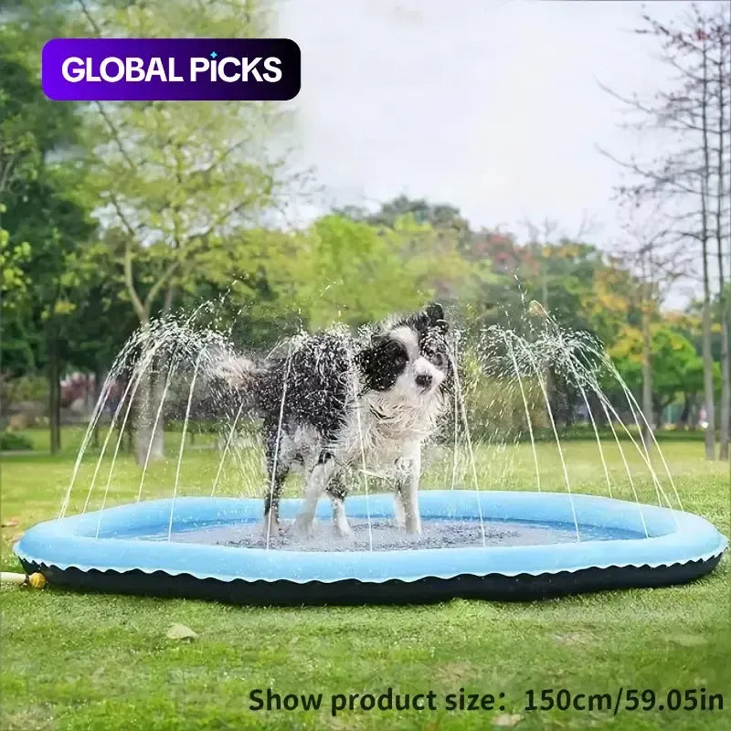 Outdoor Dog Water Sprinkler Pad, Portable Non-Slip Fun Pet Splash Pad for Bathing and Play, Outdoor Pet Shower Soaker
