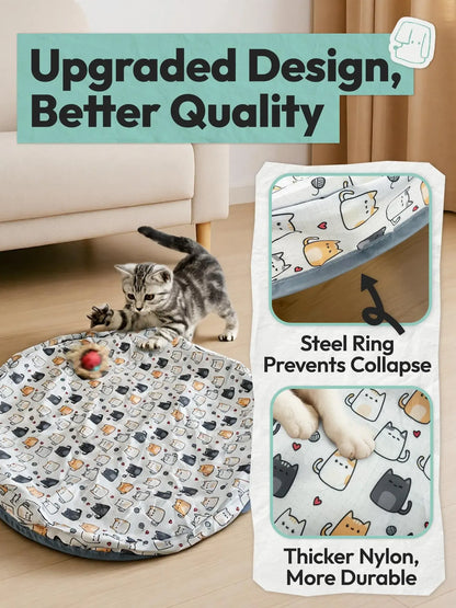 Interactive Cat Toy for Indoor Cats with automatic motion sensor, rechargeable moving ball and hide-and-seek mat