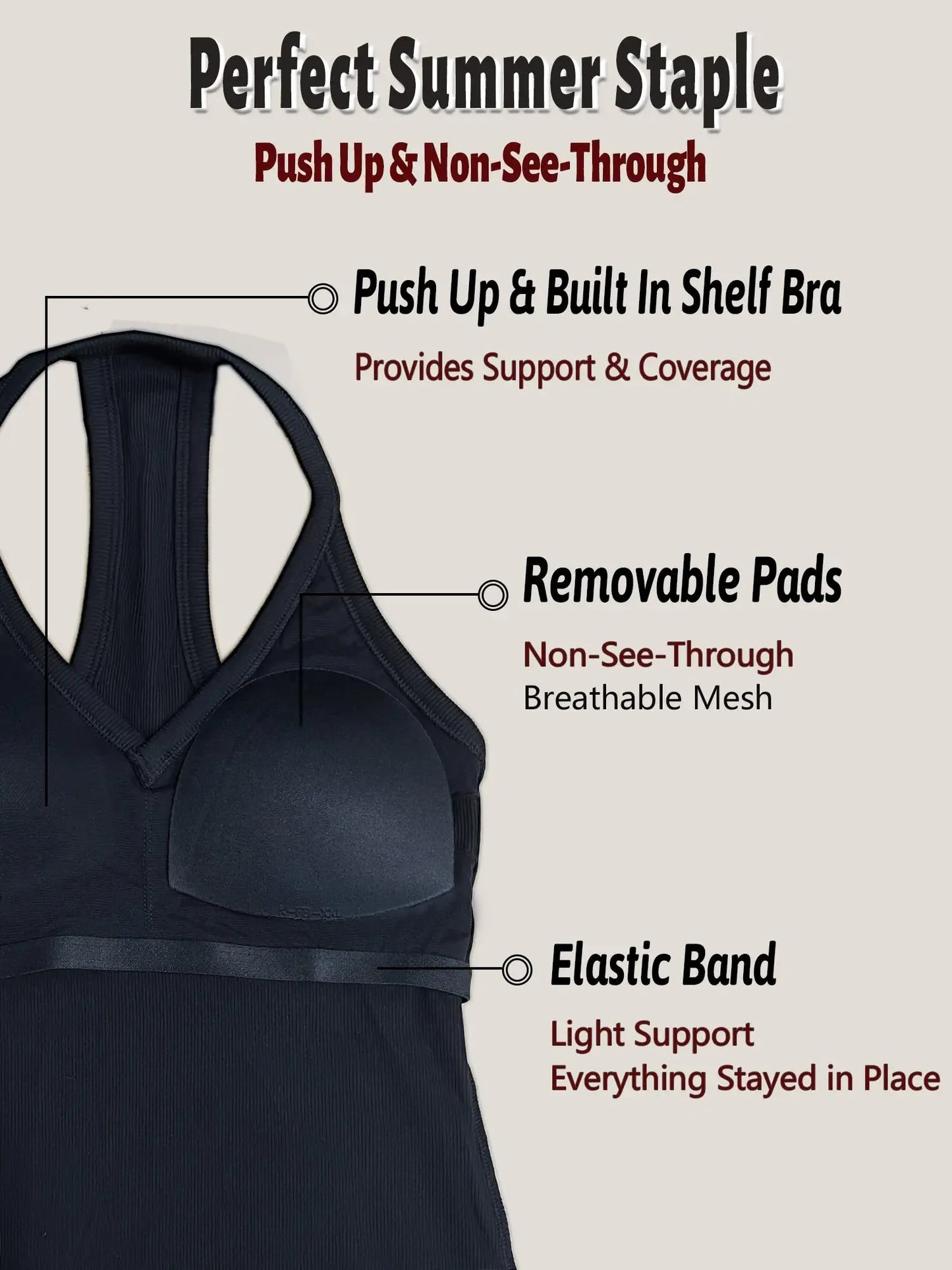 V Neck Cotton Tank Tops with Built-in Shelf Bra Sleeveless Racerback Fitted Basic Cami Shirts