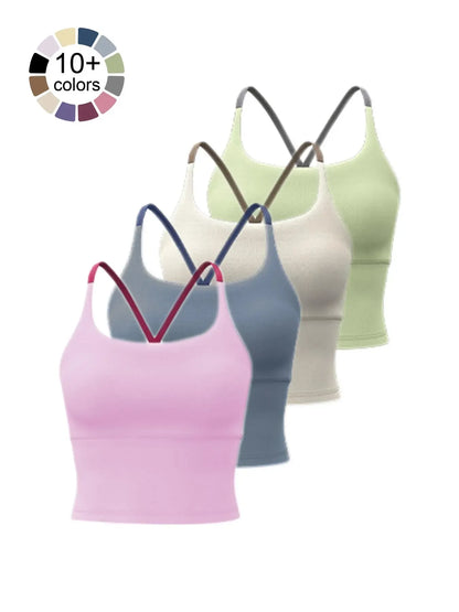 Sporty Women's Plain Criss Cross Sports Bra