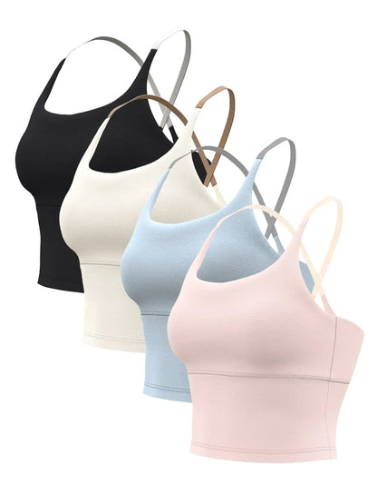 Sporty Women's Plain Criss Cross Sports Bra