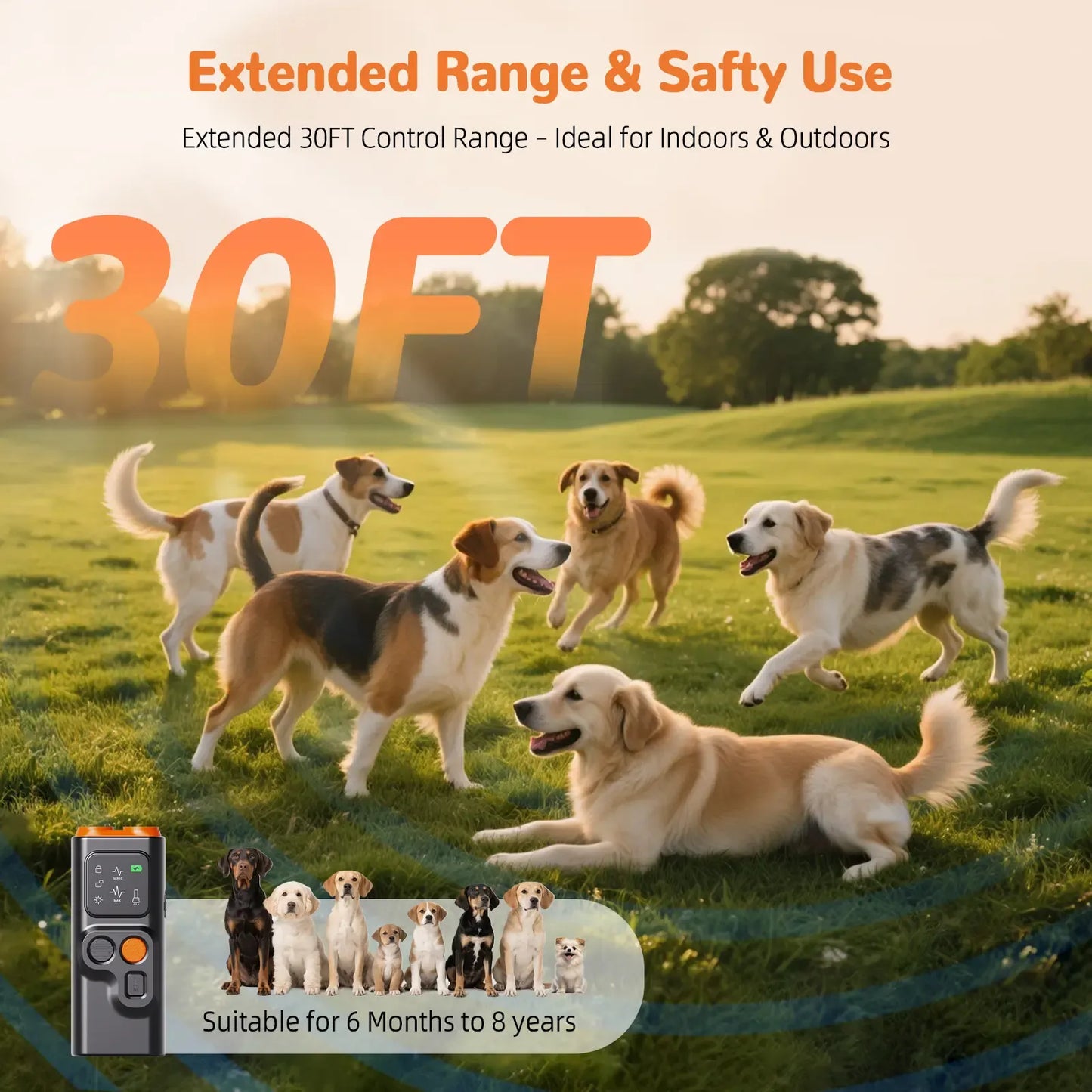 2026 Upgraded Ultrasonic Dog Bark Stopper with 30ft Range Anti-Bark Barking Silencer Rechargeable LED Flashlight User-Friendly Design