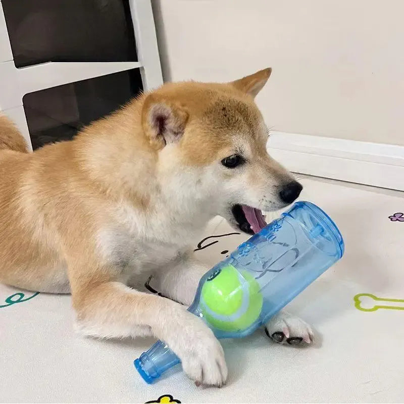 Beer Bottle Shaped Pet Toy, Squeaking Sound Making Toy, with Tennis Ball Inside, Fun Interactive Pet Toy, No Battery Required