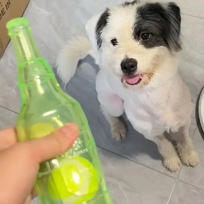 Beer Bottle Shaped Pet Toy, Squeaking Sound Making Toy, with Tennis Ball Inside, Fun Interactive Pet Toy, No Battery Required