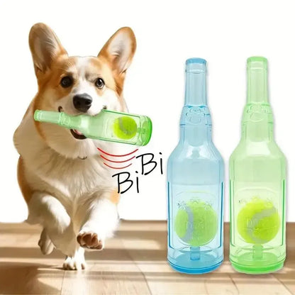 Beer Bottle Shaped Pet Toy, Squeaking Sound Making Toy, with Tennis Ball Inside, Fun Interactive Pet Toy, No Battery Required