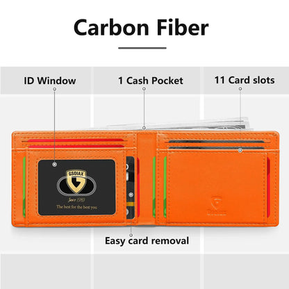 Slim Wallet for Men Rfid Blocking Leather Bifold Front Pocket Carbon Fiber Men's Money Clips Credit Card Holder With Gift Box