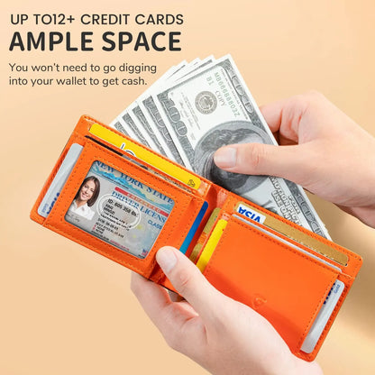 Slim Wallet for Men Rfid Blocking Leather Bifold Front Pocket Carbon Fiber Men's Money Clips Credit Card Holder With Gift Box
