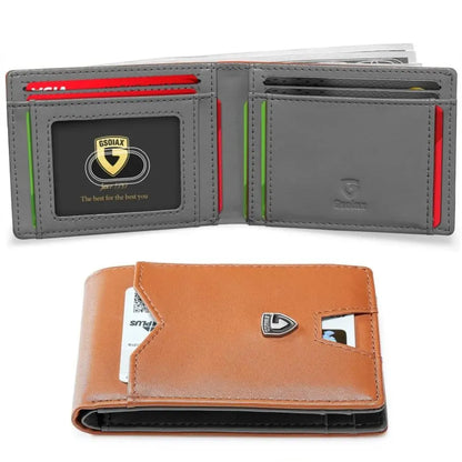 Slim Wallet for Men Rfid Blocking Leather Bifold Front Pocket Carbon Fiber Men's Money Clips Credit Card Holder With Gift Box
