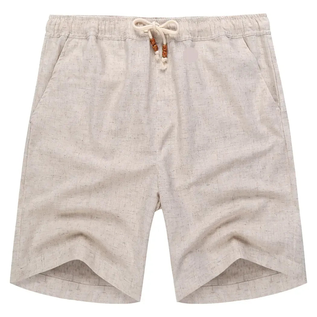 Men's Linen Casual Elastic Waist Drawstring Summer Beach Shorts