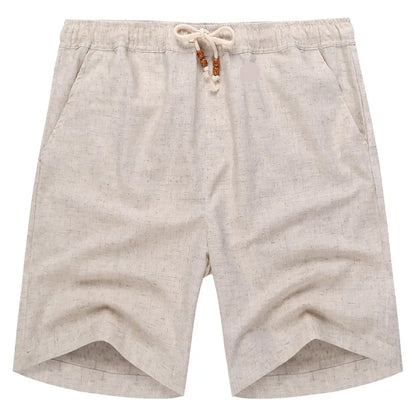 Men's Linen Casual Elastic Waist Drawstring Summer Beach Shorts