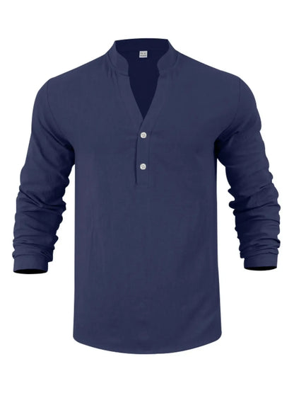 Men's Classic Linen Henley Shirt