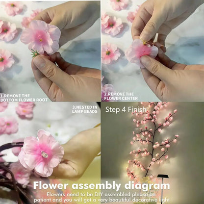 144 LED Branch Vine Light Decorative Flowers DIY Installation for Living Room Bedroom Outdoor Decoration