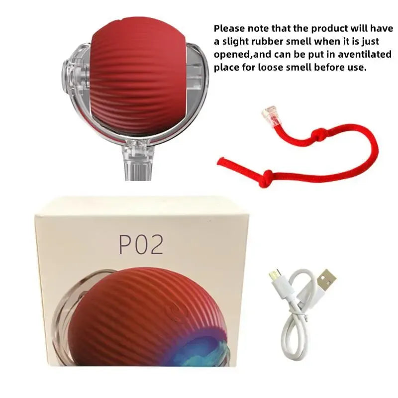 Electric Rolling Cat Ball Toy with Rope, Interactive Cat Teaser Toy