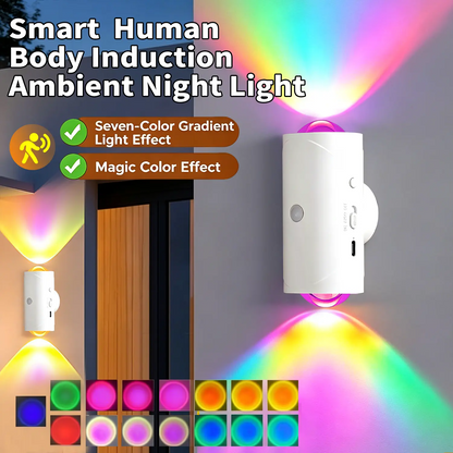 Smart Rechargeable LED Night Light with Motion Sensor – RGB Gradient Ambient Lighting