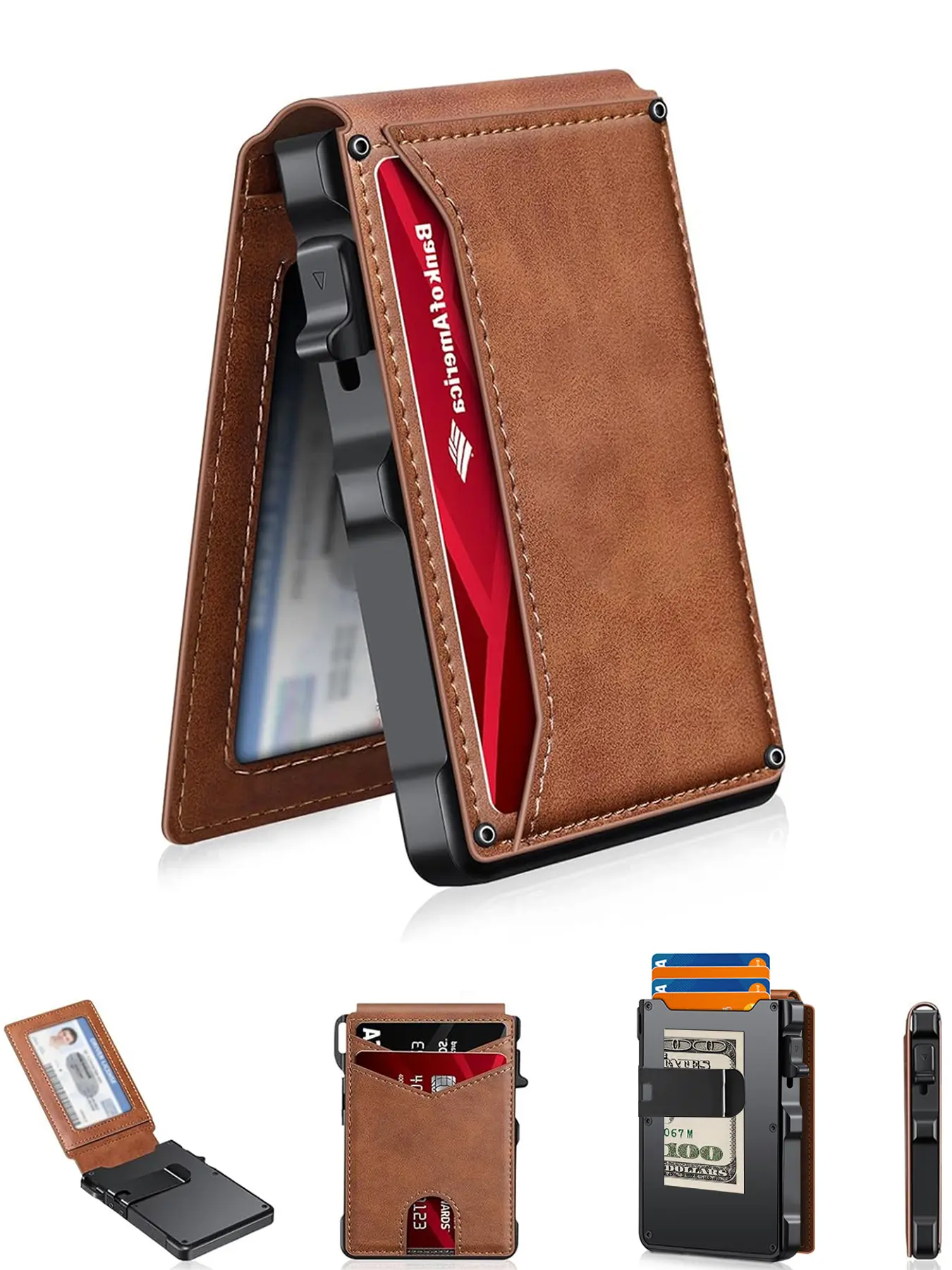 Aluminum Bifold Pop - Up,summerwins Minimalist Men’s Slim Wallet: 9 - 13 Cards, Money Clip