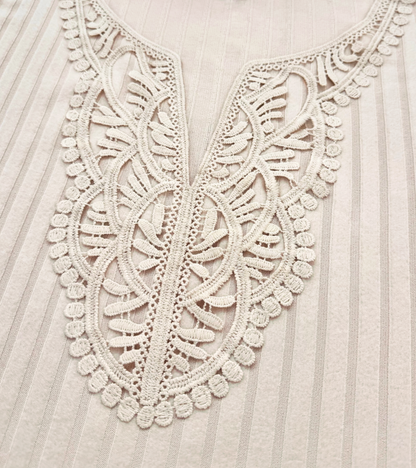 Plus Size Ivory Lace-Trim Tunic Top Q1