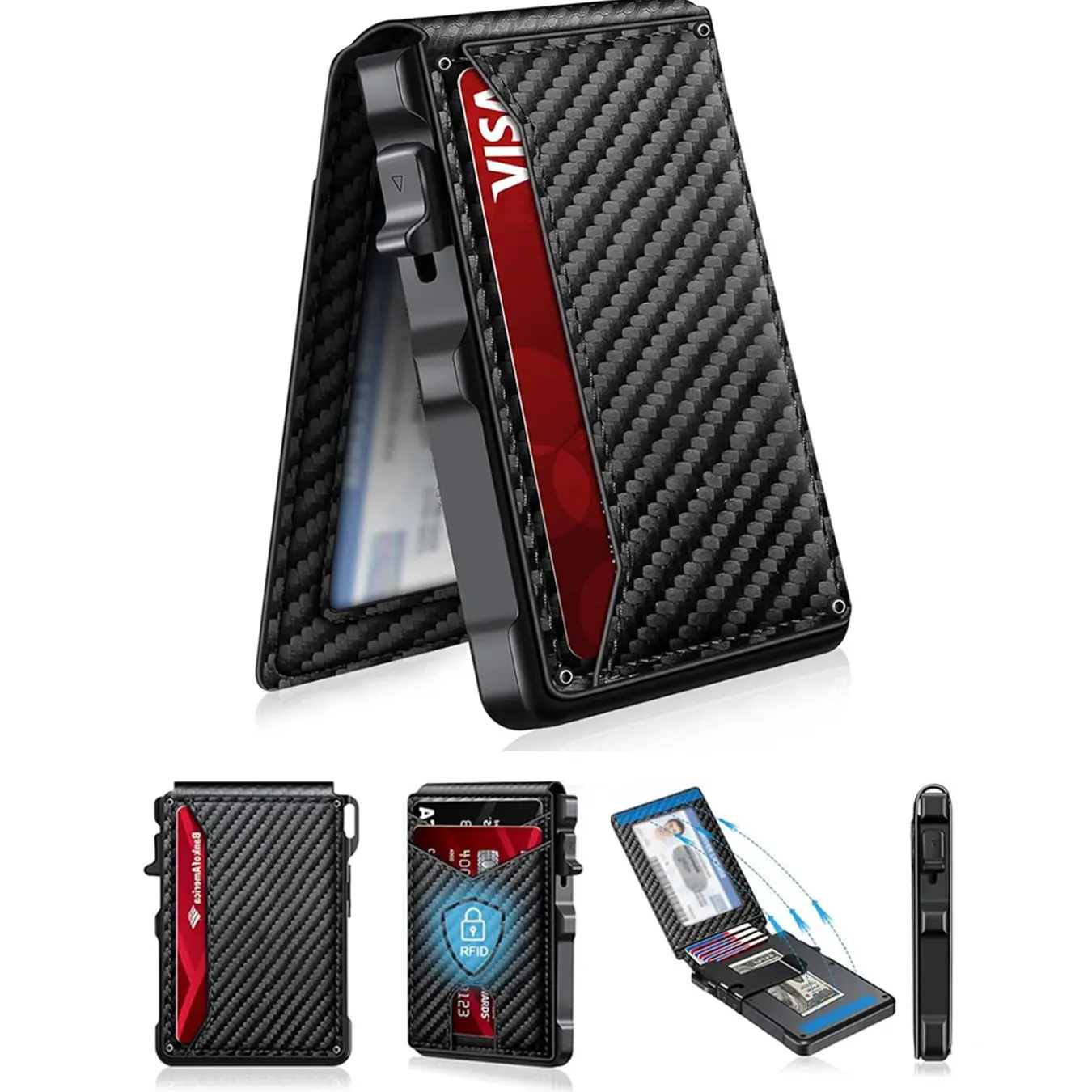 Aluminum Bifold Pop - Up,summerwins Minimalist Men’s Slim Wallet: 9 - 13 Cards, Money Clip