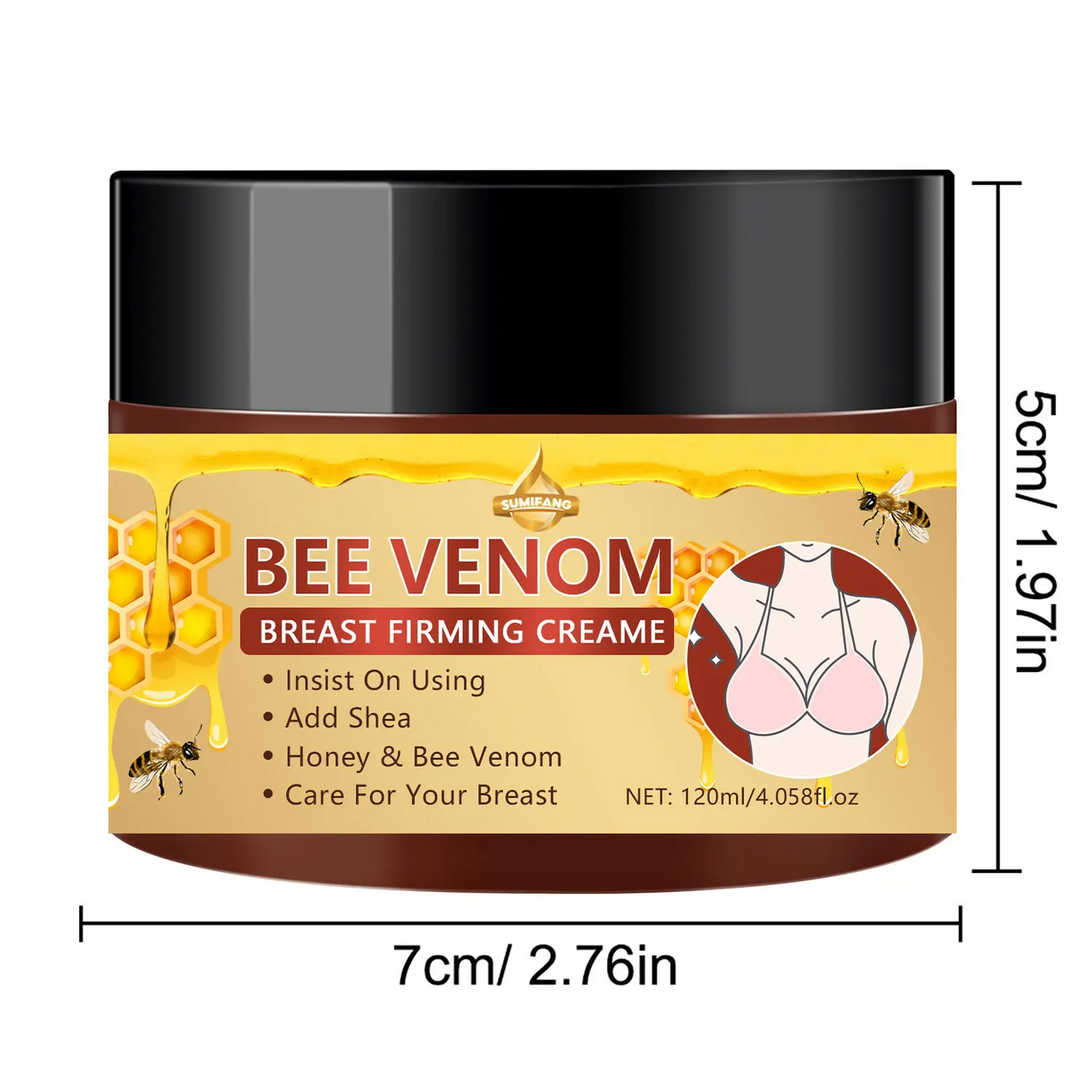 Hydrating and Moisturizing Nourishing Chest and Body Lotion with Shea Butter and Bee Venom Extract, Massage Cream Moisturizer for Women, 120 ml