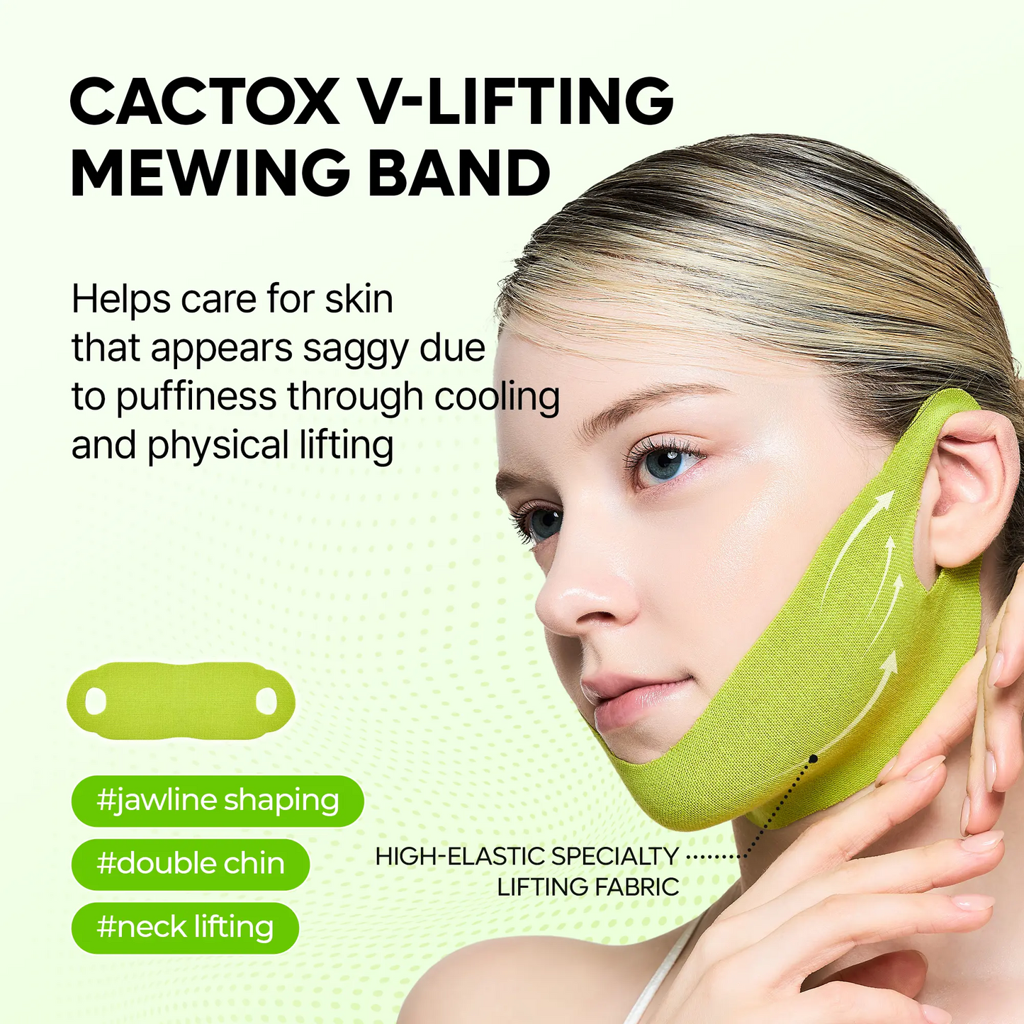 V-LIFTING MEWING BAND with Cactus Cooling Reduce Puffiness & Pore Tightening for Visible Pore Care Skin Repair