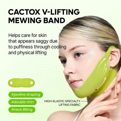 V-LIFTING MEWING BAND with Cactus Cooling Reduce Puffiness & Pore Tightening for Visible Pore Care Skin Repair