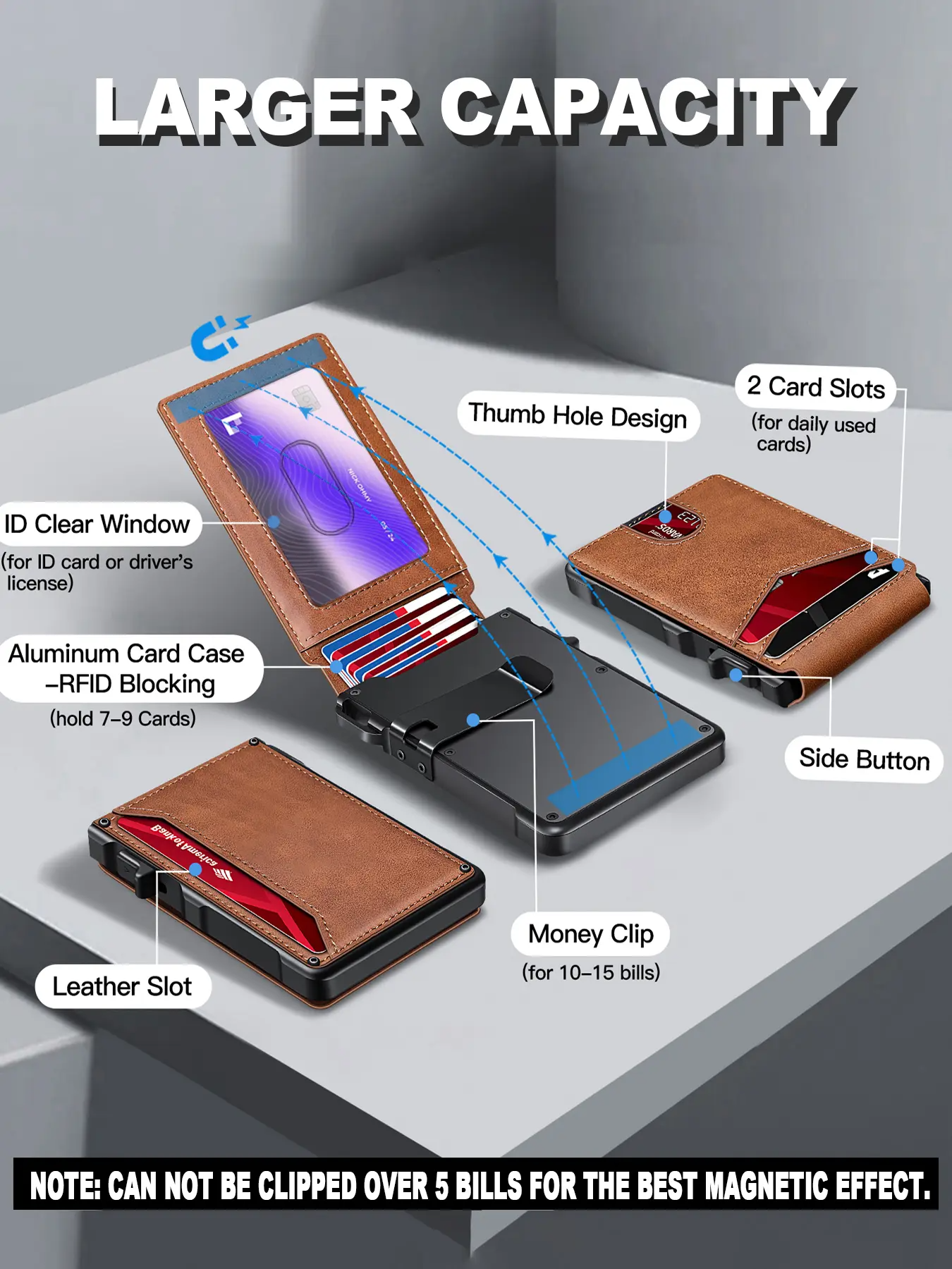 Aluminum Bifold Pop - Up,summerwins Minimalist Men’s Slim Wallet: 9 - 13 Cards, Money Clip
