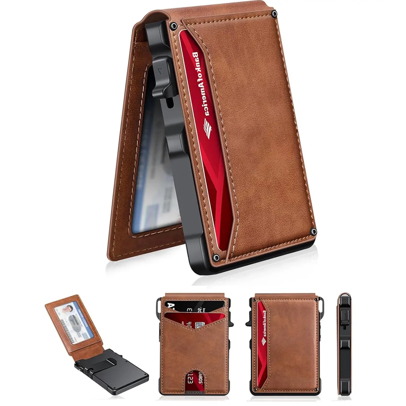 Aluminum Bifold Pop - Up,summerwins Minimalist Men’s Slim Wallet: 9 - 13 Cards, Money Clip