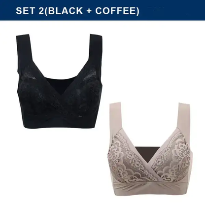 ROSY LIFT BRA –Plus Size Comfort Extra Elastic Wireless Support Lace Bra (Size runs the same as regular bras)