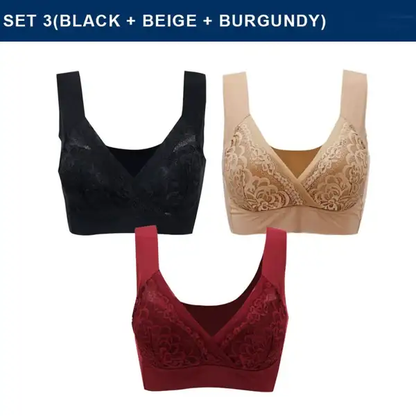 ROSY LIFT BRA –Plus Size Comfort Extra Elastic Wireless Support Lace Bra (Size runs the same as regular bras)