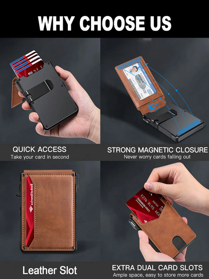 Aluminum Bifold Pop - Up,summerwins Minimalist Men’s Slim Wallet: 9 - 13 Cards, Money Clip