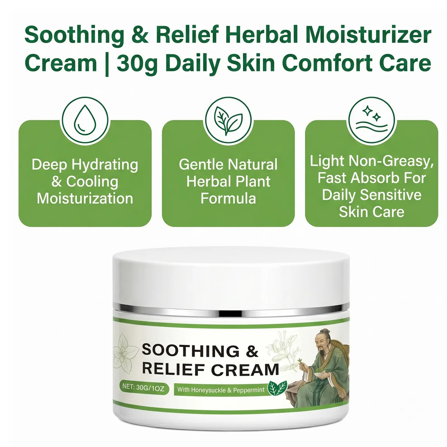 Original Soothing Relief Cream – Natural Plant-Based Moisturizing Balm for Sensitive Skin | Fragrance-Free Gentle Formula | Daily Face & Body Skin Care for Dry, Uncomfortable Skin