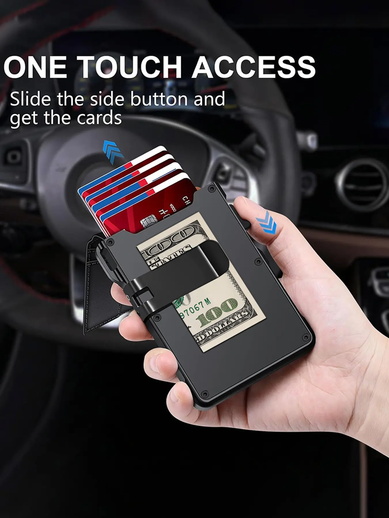 Aluminum Bifold Pop - Up,summerwins Minimalist Men’s Slim Wallet: 9 - 13 Cards, Money Clip