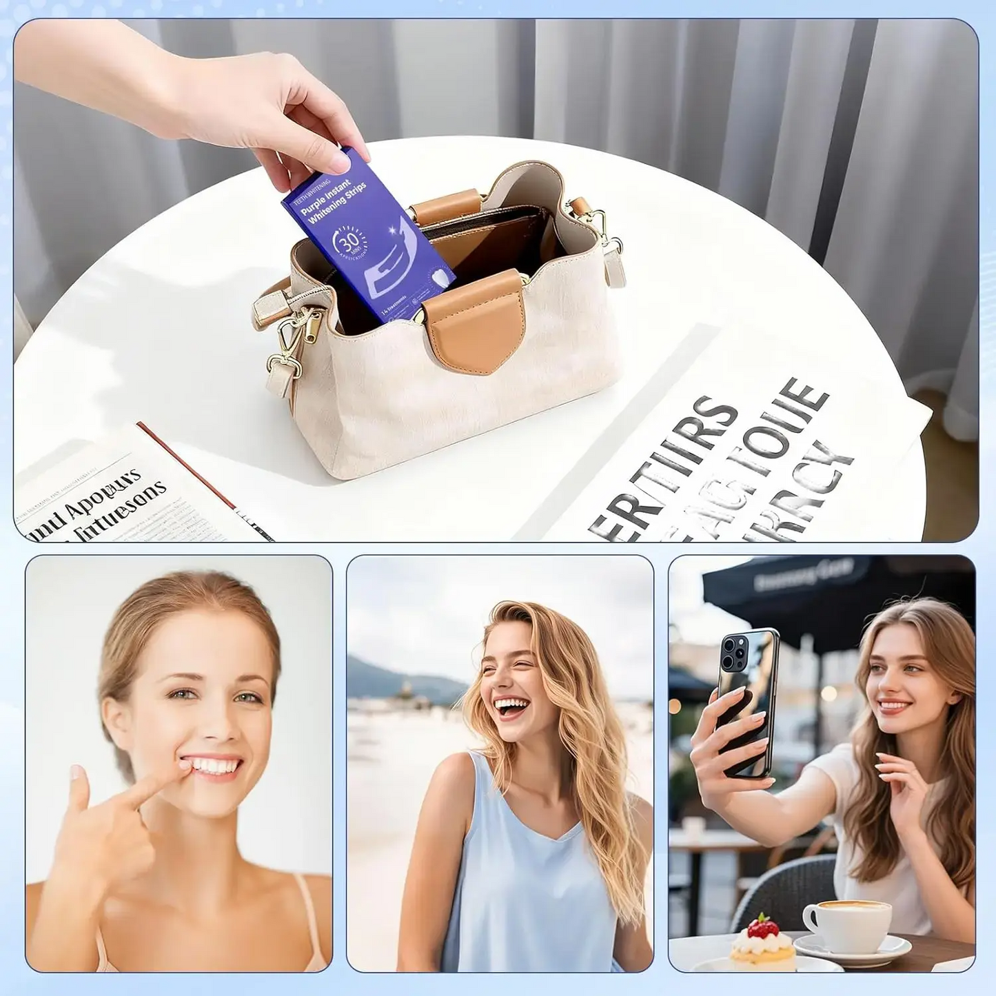 Teeth Whitening Strips 14 Treatments, Enamel Safe for Sensitive Tooth, Purple Whitening Strips