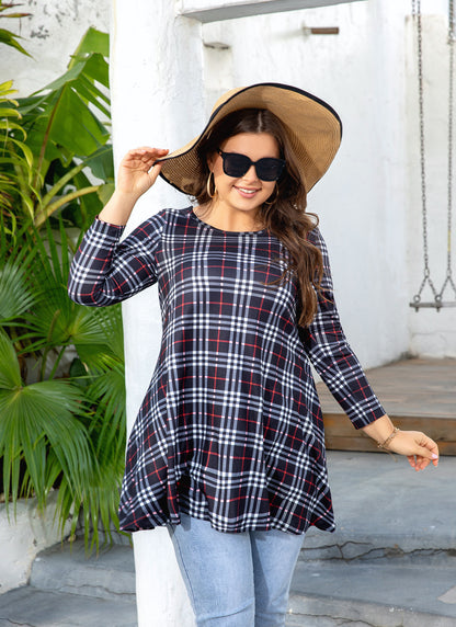 Womens Tops - Plus Size Tunics 3/4 Sleeve Loose Fit Dressy Casual Long Swing Flowy Lady Blouses Shirts Wear with Leggings Teals Blue Clothing A5 SATBC