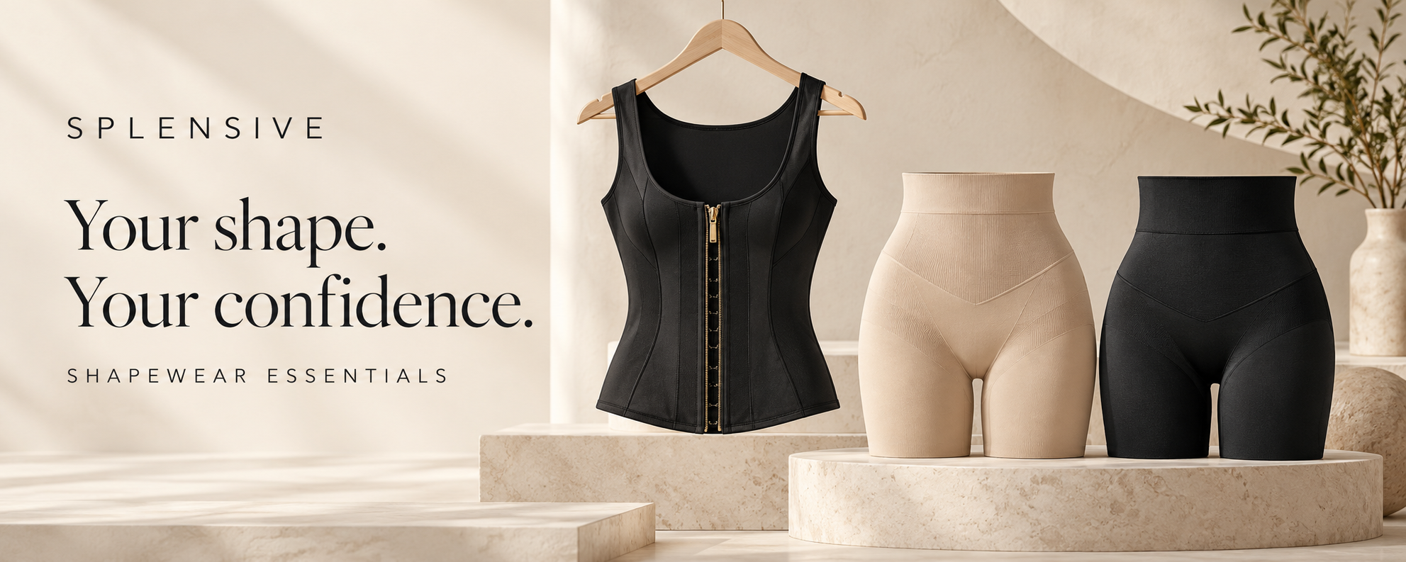 SPLENSIVE shapewear essentials: black waist vest and high-waist shaping shorts