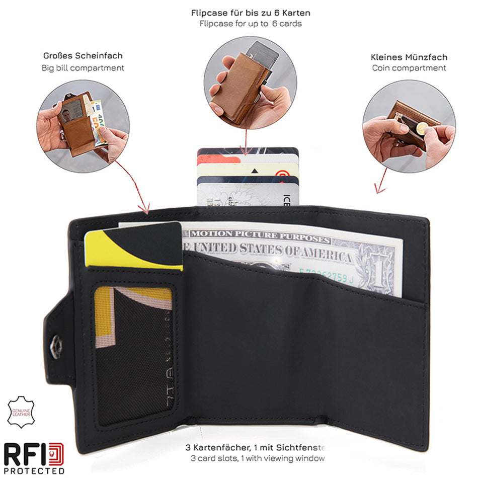 Men's SlimBlocking Aluminum Wallet, Business Design with Pop-Up Card Slots