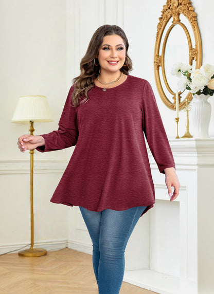 Women's Flowy Swing Tunic Top – 3/4 Sleeve, Plus Size D29