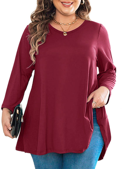 Womens Tops - Plus Size Tunics 3/4 Sleeve Loose Fit Dressy Casual Long Swing Flowy Lady Blouses Shirts Wear with Leggings Teals Blue Clothing A18 SATBR