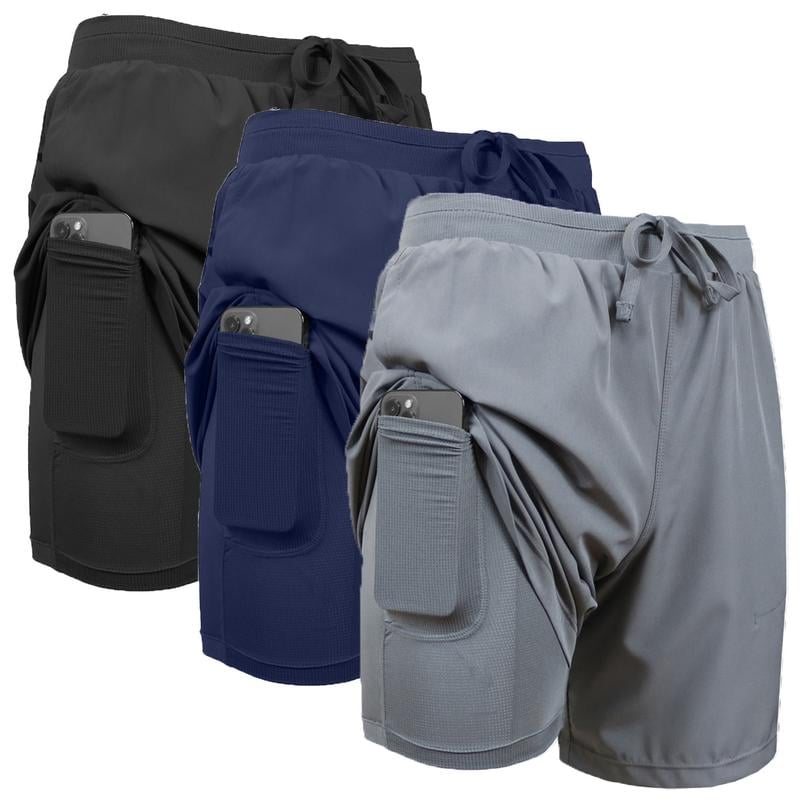 【⏰BUY 1 GET 2 FREE】3-Pack Men's 2 in 1 Quick Dry Gym Running Shorts With Liner