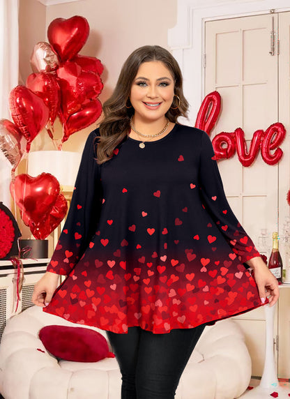 Women's Classic Black Swing Tunic Top – 3/4 Sleeve, Plus Size D31