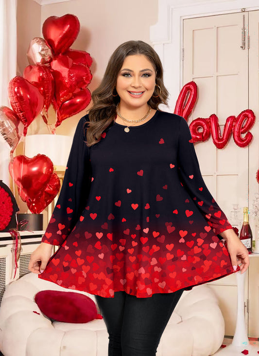 Women's Classic Black Swing Tunic Top – 3/4 Sleeve, Plus Size D31