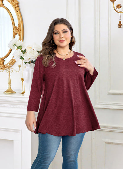 Women's Flowy Swing Tunic Top – 3/4 Sleeve, Plus Size D29